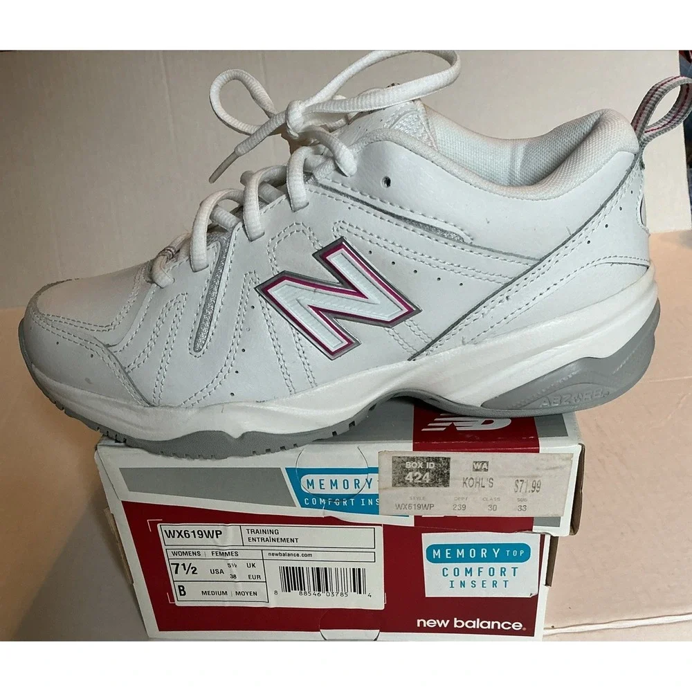 New Balance Women's 619 White & Pink ( WX619WP ) In Size 7.5 B - Picture 1 of 16